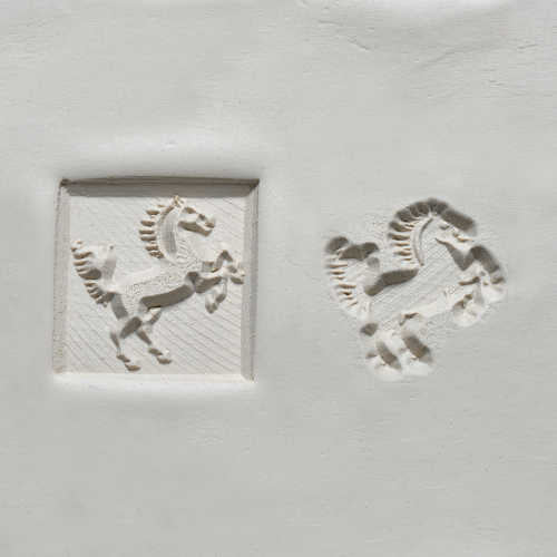 MEDIUM SQUARE STAMP - HORSE REARING